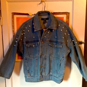 Forever 21 Jean jacket with pearls